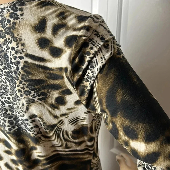 Faux wrap leopard print blouse,ruching ,Surplice ,Y2K, animal print,Canada made - Picture 9 of 14